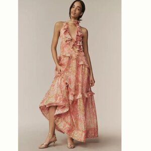 BHLDN Landon Organza 3D Ruffle Maxi Dress